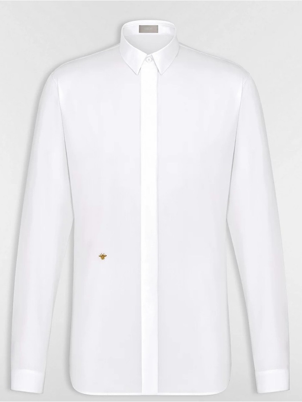 Dior White Hidden-Placket Dress Shirt with Gold Bee Detail